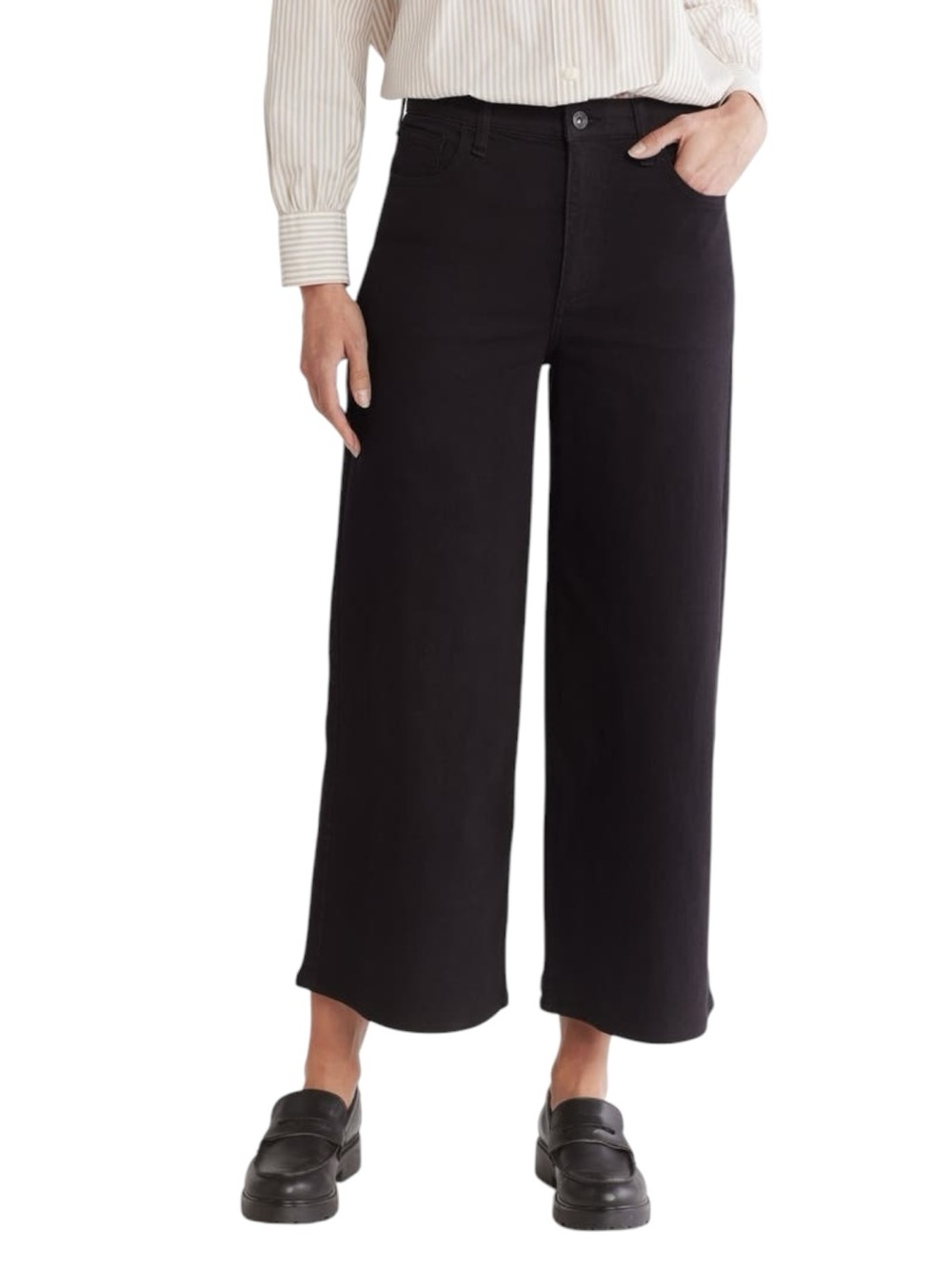 rag & bone Serena High Rise Crop Wide Leg Jean Pant Black Size 32